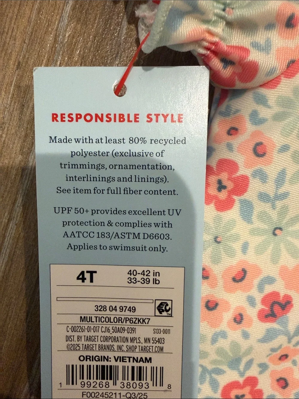 Toddlers Puff Sleeve Ditsy Floral One Piece Swimsuit Cat&Jack NWT Size 4T
